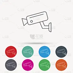 视频监控图标。相机闭路电视信号。