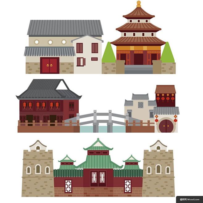 建筑矢量素材 矢量建筑素材 中式建筑素材