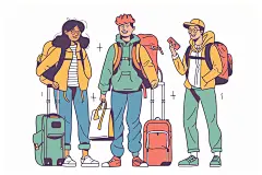 扁平风旅游旅行清新插画