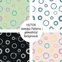 一套无缝矢量几何图形与几何图形，形式。彩色无尽的背景与手绘纹理几何图形。图形的矢量图
