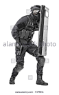SWAT officer with ballistic shield Stock Photo