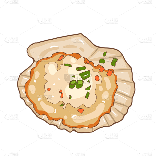 手绘-肉类元素-贝壳