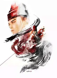 台湾女插画师 Jungshan（Rola Chang）的水墨风格插画。