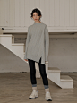 [W CONCEPT] : [UIJI 유아이 제이아이] Asymmetric Wool Cashmere Knitwear_GR