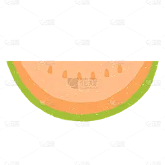 手绘-简约色块水果贴纸-哈密瓜