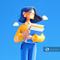 【AI数字艺术】一位女性抱着文件资料工作教育培训3D插画正版高清图片下载-视觉中国VCG.COM