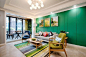 【90m²两居轻北欧公寓】松柏绿的背景墙搭配同色系的家具，活跃鲜明~ ​ ​​​​
