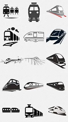 黑白火车动车火车剪影线稿火车免抠素材-众图网