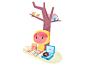 Offline picnic music adventure travel nature character illustration