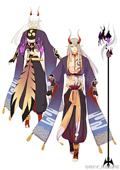 #阴阳师手游# #百绘罗衣# @网易阴阳师手游   夜叉皮肤，男票说武器宛如魔法少女，可是我真的不会画武器哈哈哈哈哈，屁股已经打不过觉醒皮了，就自我满足一下吧…… ​​​​