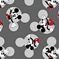 Mickey Mouse in Micky heads on Gray, 100% Cotton, yard