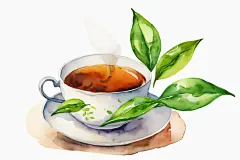清新手绘怡人的茶叶图片插画