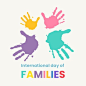 Hand drawn illustration for international day of families with painted hands