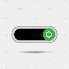 开和关滑动条样式的电源按钮灰色背景，关闭按钮被包围在红色的圆圈和绿色的圆圈，