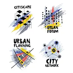 建筑主题方块网格LOGO