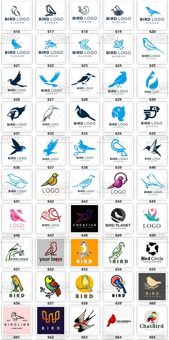 禽类小鸟标志bird鹦鹉大嘴鸟商标LOGO图标店标头像插画设计素材集-淘宝网-花瓣网