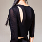 Gnay独立设计师品牌黑色露背短款紧身上衣 原创 新款 2013