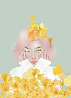 杂志书本绘本唯美人物插画