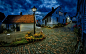General 1920x1200 architecture building nature Norway house night street village street light hills clouds fence