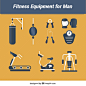 Fitness equipment for man in a flat style Free Vector