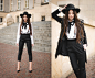 H&M Hat, Sheinside Coat, H&M Shirt, Sylvia&Luka Pants, Vintageshop Suspenders, House Rings, Ccc Heels