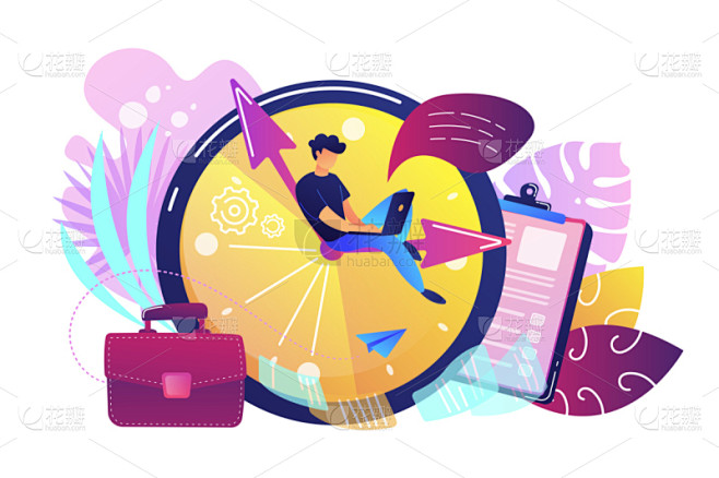 绘画插图,时间,概念,矢量,紧迫,商务,荒废的时光,经理,专业人员,倒计时