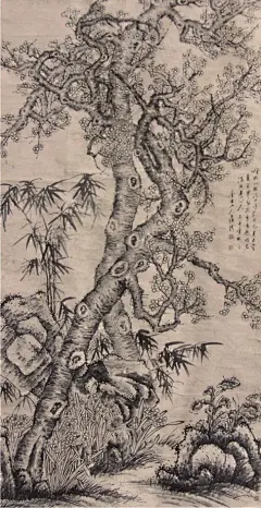 罗聘——花卉立轴欣赏  |  
清|罗聘(1733-1799)，&quot;扬州八怪&quot;之一。字遯夫，号两峰，又号衣云、花之寺僧、金牛山人、师莲老人等。祖籍安徽歙县，后迁扬州。为金农入室弟子，人物、佛像、山水、花果、梅、兰、竹等，无所不工，笔调奇创，超逸不群，别具一格。妻方婉仪，字白莲，亦擅画梅兰竹石，并工于诗。子允绍、允缵，均善画梅，人称&quot;罗家梅派&quot;。