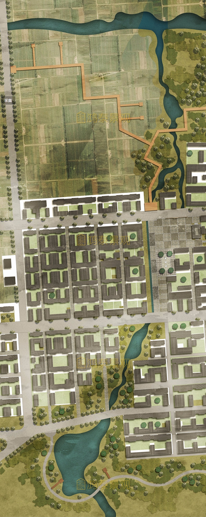 原创竞赛风新农村规划景观彩平图psd素材美丽乡村规划总平ps素材淘宝