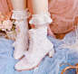 lolita原创丝绒绑带方根短靴甜美少女风萝莉女鞋202新春款圆头靴-淘宝网