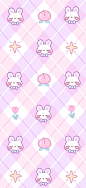 手机壁纸 卡通 可爱 兔兔 紫色 草莓 桃子  cr:是谁偷吃了奶酪