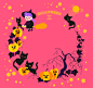 圆月星星 枯树南瓜灯 小黑猫 骑扫把的小魔女 万圣节插图插画设计AI tid283t000686