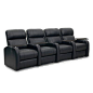 Latitude Run Large Blue LED Home Theater Row Seating (Row of 4) Upholstery: Luxe