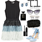 A fashion look from December 2014 featuring color block dress, ankle strap pumps and feather purse. Browse and shop related looks.