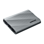 This may contain: the samsung power bank is silver and black