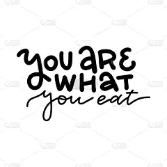 你吃什么就是什么——关于健康食品的手写文字引用。现代黑人书法词孤立于白色。激励向量的海报。灵感有机，