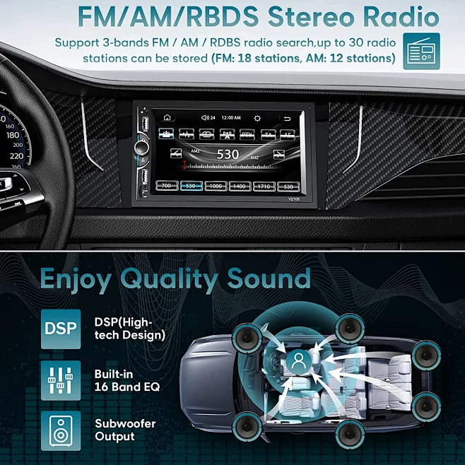 Amazon.com: CHAMUTY Double Din Car Stereo Compatible with Apple Carplay ...