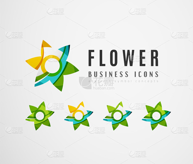 一组抽象花 logo 业务图标