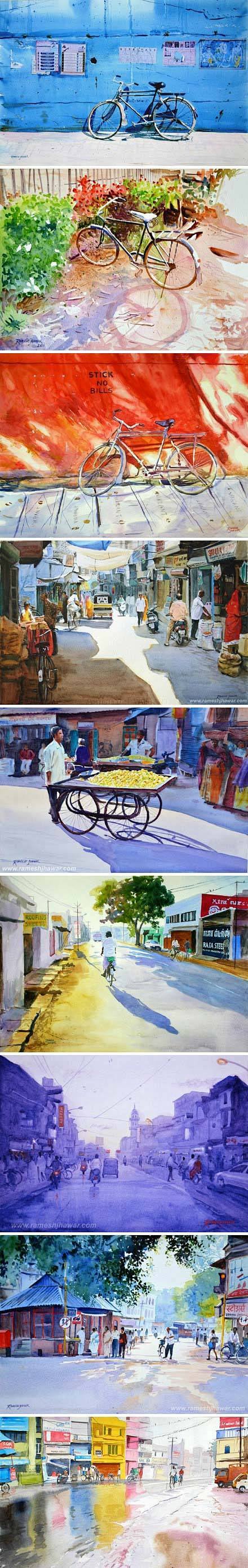 自学成才的水彩画家Ramesh-Jhaw...