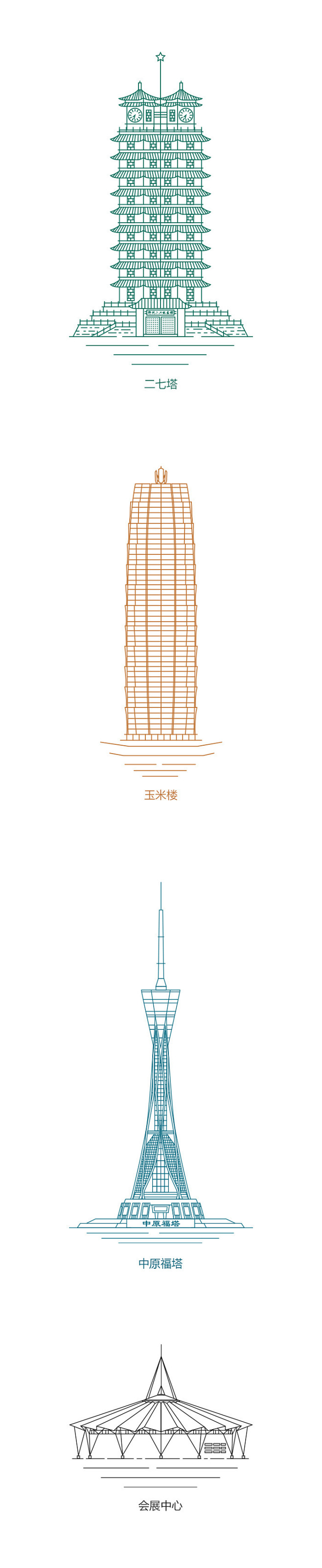 郑州地标线稿