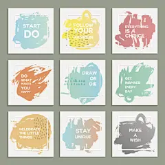 收集具有不同口号的创意艺术背景矢量图素材-图片ID：128583054