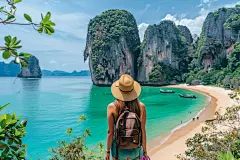 旅游景点人物肖像摄影图