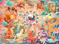 国风十二生肖系列插画
