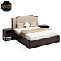 新中式床 现代中式实木双人床售楼处样板房卧室禅意大床家具定制-淘宝网