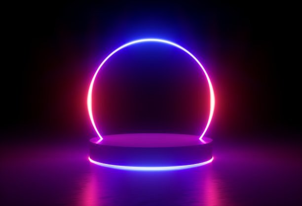 3d render, neon ligh...