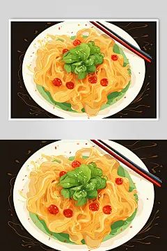 AI数字艺术油泼面面食美食插画-众图网