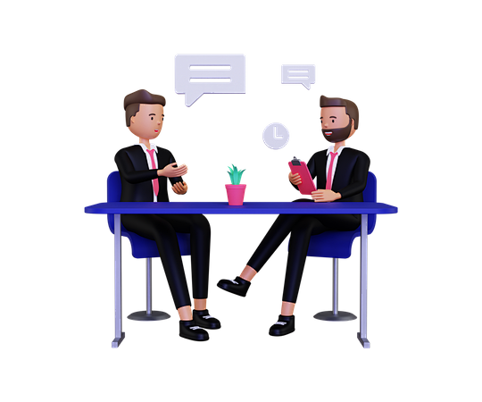 Job Interview Discussion 3D Illustration-花瓣网