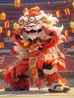 可爱立体狮子元素素材图AI图