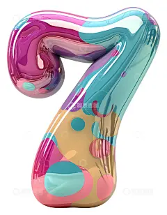 色彩缤纷的数字7 3D插画透明png素材高清模板免费下载-趣麦麦图