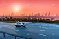 公路,都市风景,城市天际线,阿拉伯联合酋长国,迪拜,路,概念,日落,旅行,运输