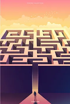 超现实主义的海报，迷宫，攻克困难矢量图素材